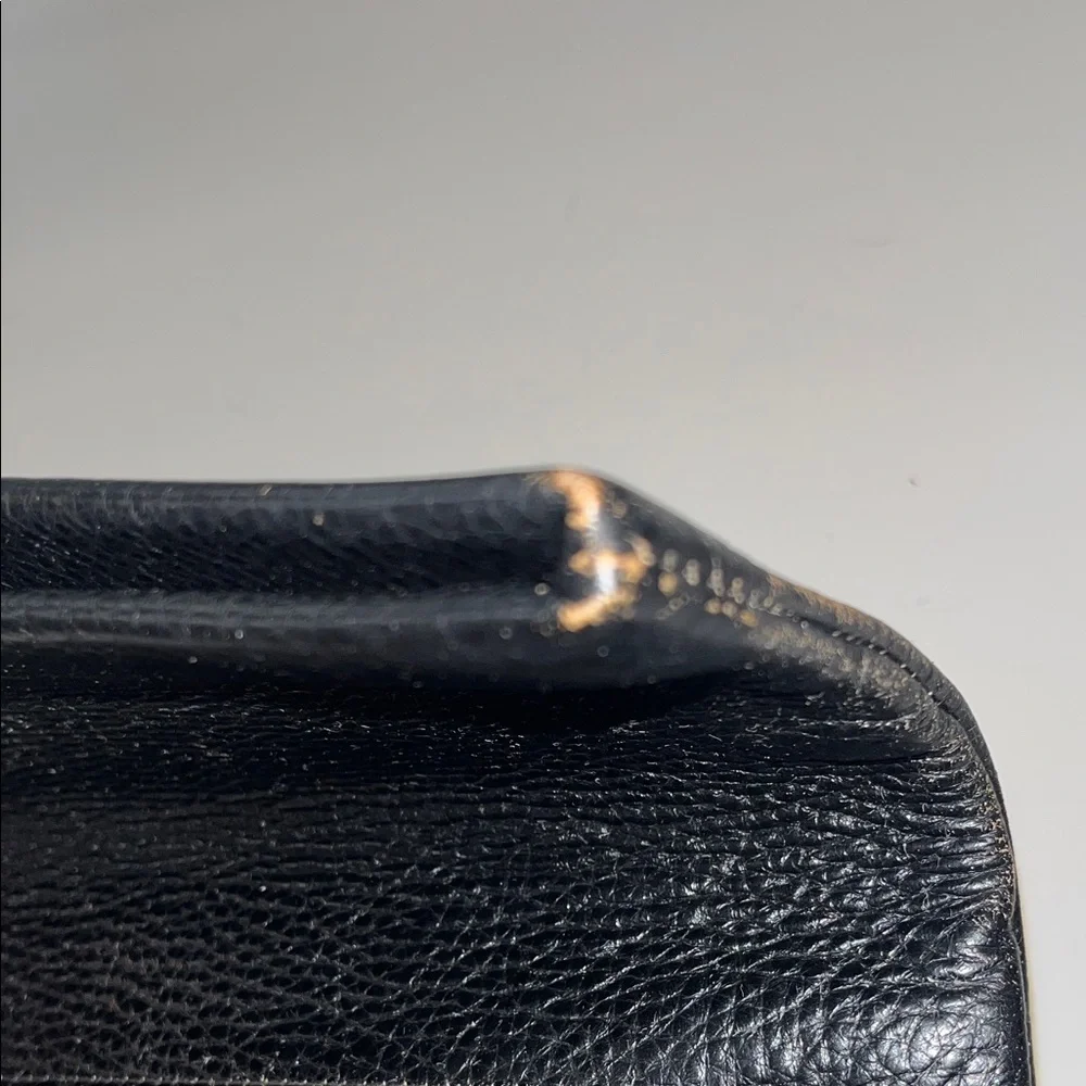 Source Unknown Leather Black Clutch with snap & zip pockets